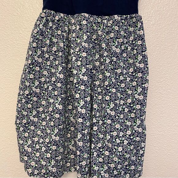 Gap kids girls navy blue tie shoulder floral skirted dress side zip L 10/11 - Picture 5 of 14